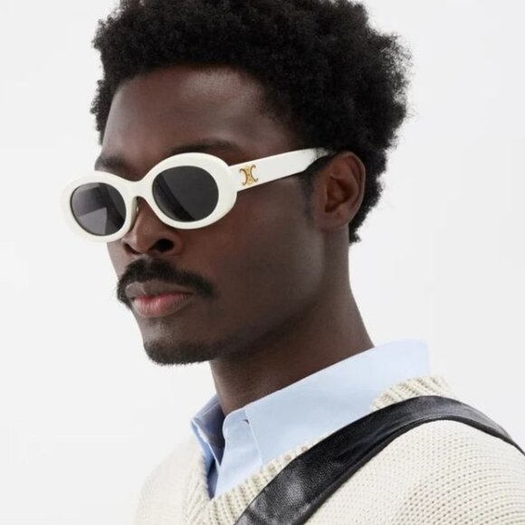 NEW CL40194U 25A CELINE SUNGLASSES UNISEX WHITE OVAL EYEWEAR - Picture 5 of 6